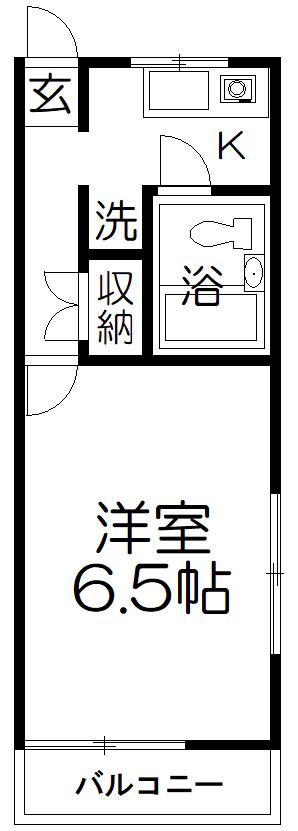 フローレスⅠ(1K/2階)の間取り写真