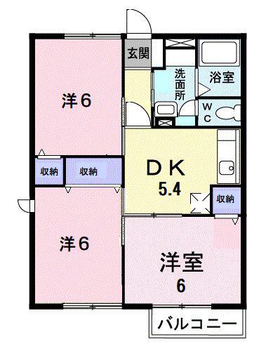 西鉄天神大牟田線 三沢駅(福岡) 徒歩4分 2階建 築25年(3DK/2階)の間取り写真