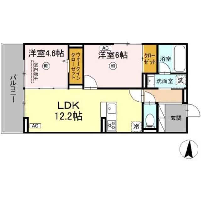 リヴィエール友丘(2LDK/3階)の間取り写真
