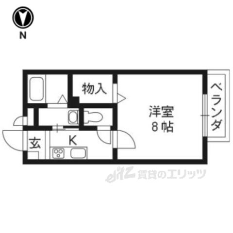 ブランシェ御陵2(1K/1階)の間取り写真