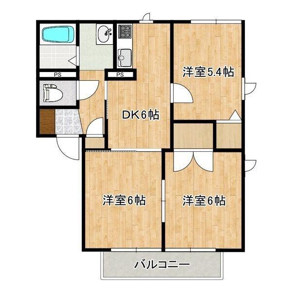 エスペランサ(3DK/2階)の間取り写真