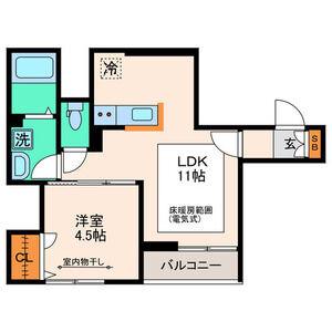 パセオプラシード泉中央(1LDK/2階)の間取り写真