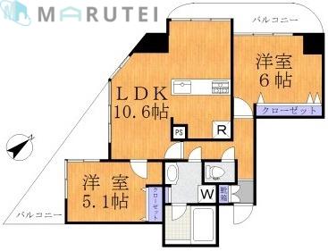 ライフゾーン溝の口2(2LDK/3階)の間取り写真