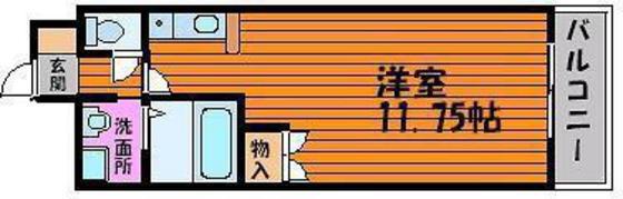 ロイヤルレピュート東島田(ワンルーム/6階)の間取り写真
