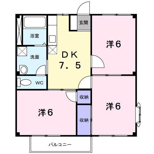 メゾンヤブウチ(3DK/2階)の間取り写真