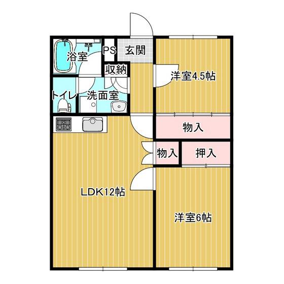 フレグランス田園(2LDK/2階)の間取り写真