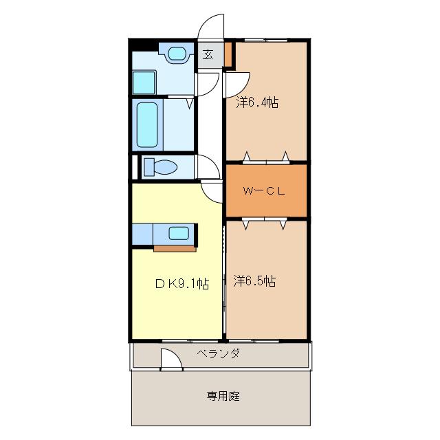 マジェスティ(2DK/1階)の間取り写真