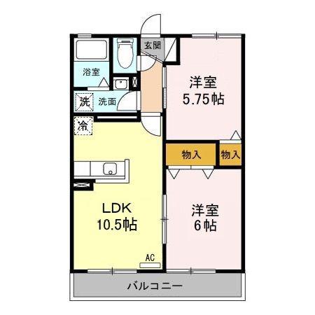 セジュール余川(2LDK/3階)の間取り写真