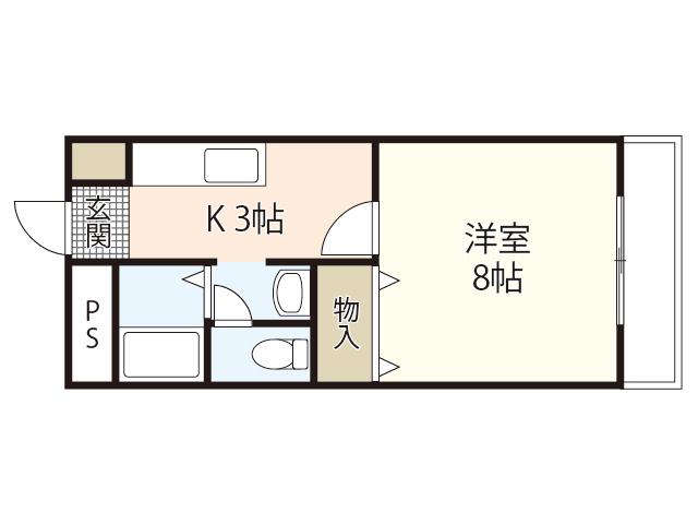 ピアチェーレ(1K/1階)の間取り写真