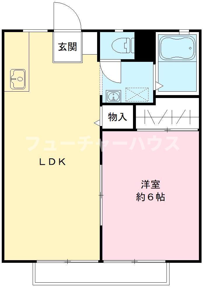 旭台アーバンハイツ B棟(1LDK/1階)の間取り写真