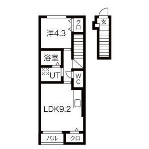 アリビオM(1LDK/2階)の間取り写真