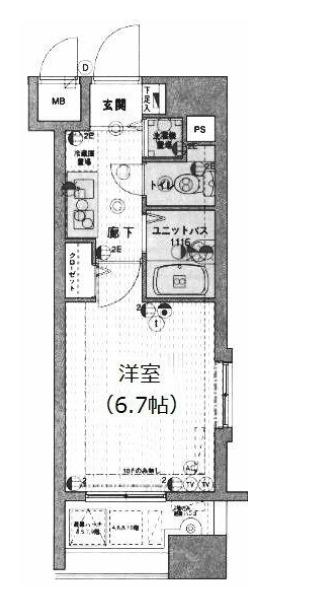 ガラ・ステージ日本橋茅場町(1K/5階)の間取り写真