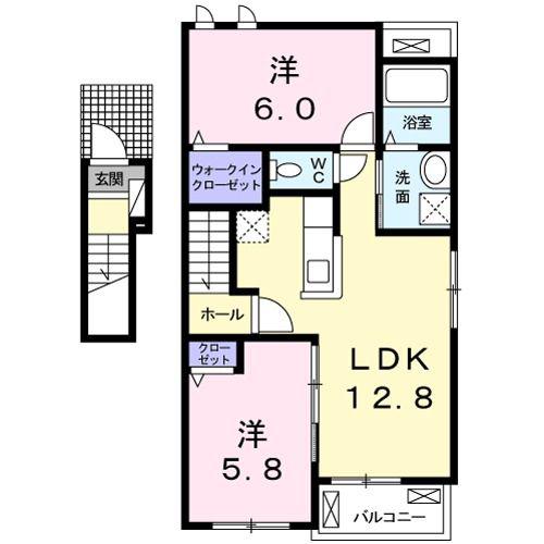 スマイリーハウス宇和 I(2LDK/2階)の間取り写真