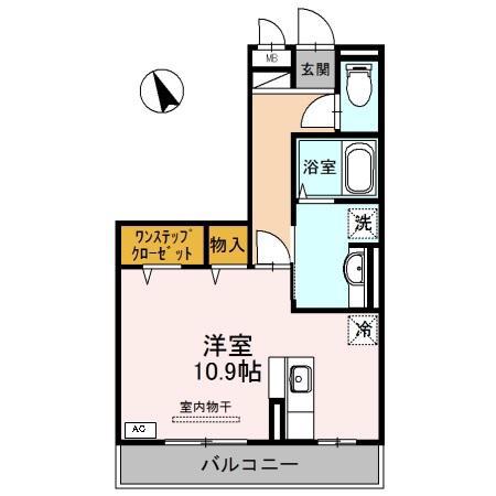 セジュール町坪(ワンルーム/1階)の間取り写真