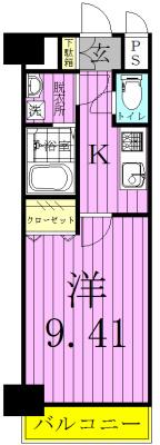 GRAND RISE 住居(1K/3階)の間取り写真