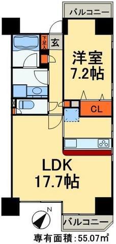 ロイトン松戸(1LDK/8階)の間取り写真