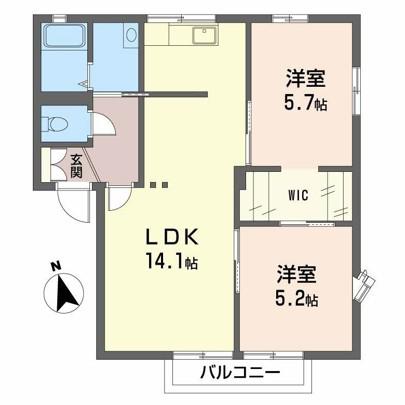 フレグランスイーストA(2LDK/1階)の間取り写真