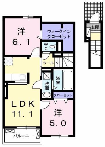ピーコック III(2LDK/2階)の間取り写真