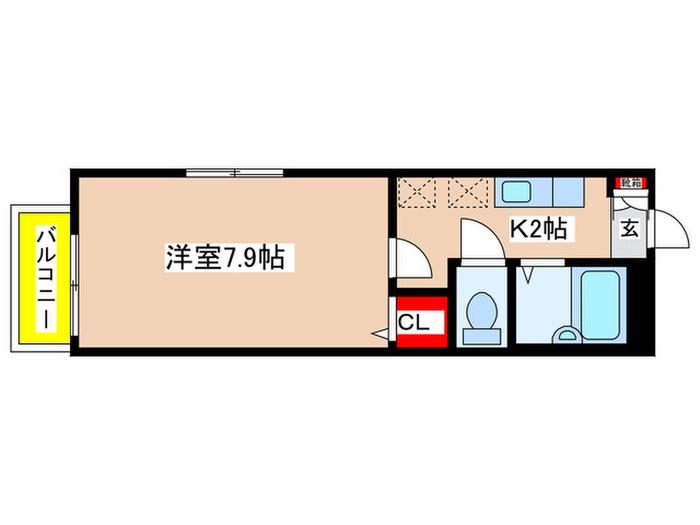 パーシモン(1K/1階)の間取り写真