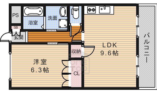 エスポワールアイ(1LDK/1階)の間取り写真