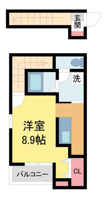 あんしんVERM五ケ山22-2001(ワンルーム/3階)の間取り写真