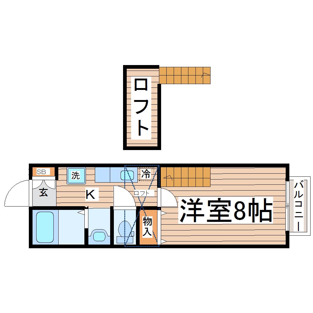 ウエストキャッスル河原町(1K/1階)の間取り写真