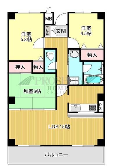 ラ ムール(3LDK/2階)の間取り写真