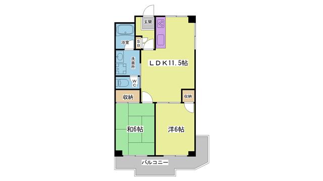ロイヤルコート山の街(2LDK/1階)の間取り写真