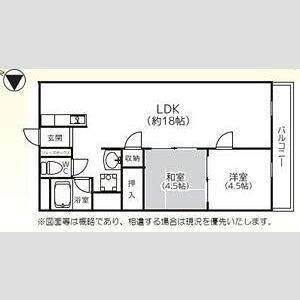 第二ハイツ幸和(2LDK/1階)の間取り写真