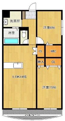 グランドヒルズ篠山(2LDK/4階)の間取り写真
