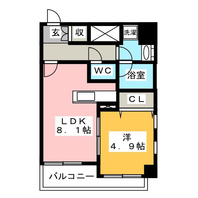 ニューラルーチェ(1LDK/8階)の間取り写真