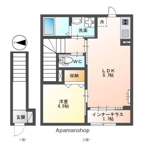 生野区巽西3丁目アパート(1LDK/2階)の間取り写真