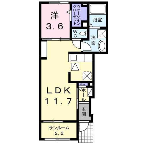 ラフレ・アンジュール(1LDK/1階)の間取り写真