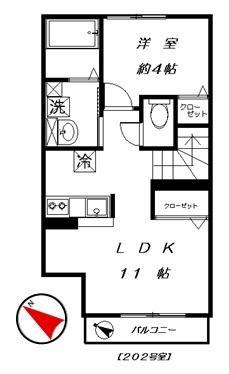 K HOUSE -ケイ ハウス-(1LDK/2階)の間取り写真