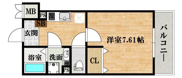 EXハイツ東新町III(1K/1階)の間取り写真