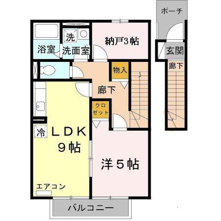 アネックスハイブリッジB棟(1LDK/2階)の間取り写真