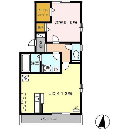 サニーコートA(1LDK/2階)の間取り写真
