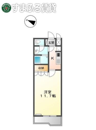 コンフォール三宅(1K/2階)の間取り写真