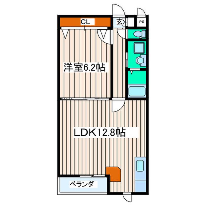 新田東レジデンス参番館(1LDK/2階)の間取り写真