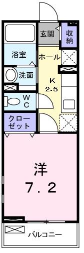 アローラ(1K/2階)の間取り写真