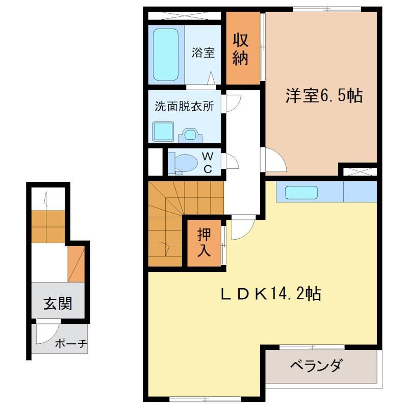グレースほしか(1LDK/1階)の間取り写真