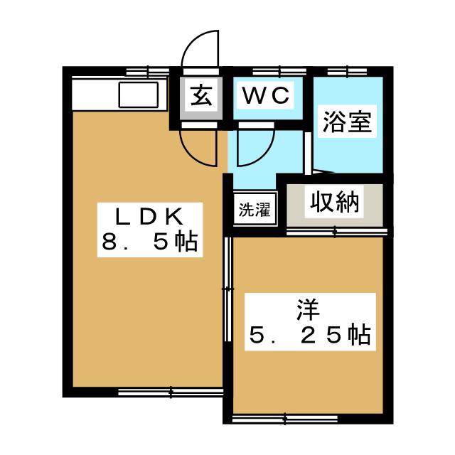 ウエストルムKE(1LDK/1階)の間取り写真