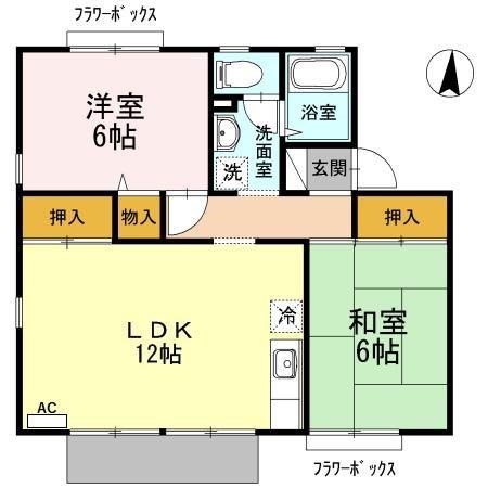 クレール海原(2LDK/1階)の間取り写真