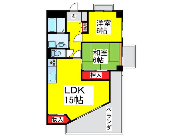 ウインザー皐月(2LDK/4階)の間取り写真