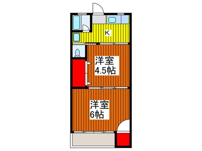 末広マンション(2K/1階)の間取り写真