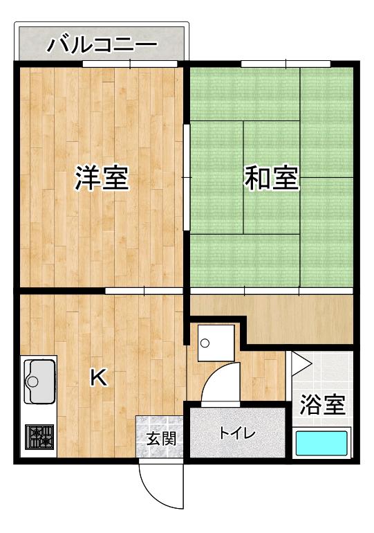北村ハイツ(2K/2階)の間取り写真