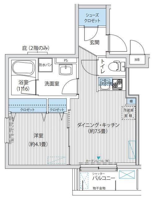 BLESS新中野(1DK/2階)の間取り写真