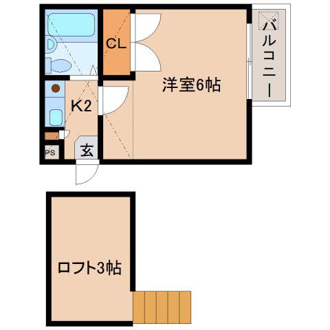 LACASAならまち(1K/1階)の間取り写真