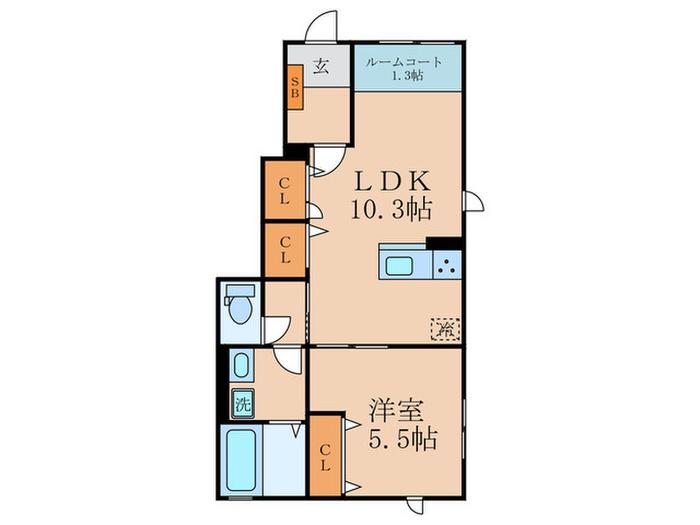 ローザ桃山(1LDK/1階)の間取り写真