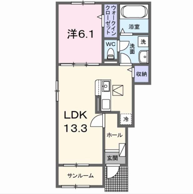 ソレイユ HAS(1LDK/1階)の間取り写真